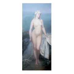 Grande dipinto a olio francese, firmato in modo indistinto, datato 1887