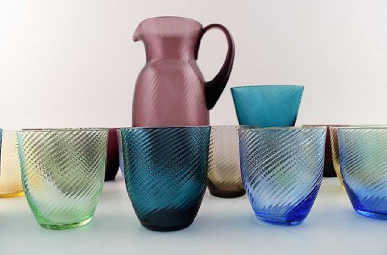 Kaj Franck, Nuutajärvi Glass Works, Wärtsilä, Finnish Art Glass Lemonade Set