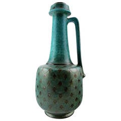 Wilhelm Kage for Gustavsberg Argenta Pitcher with Hand-Painted Decoration