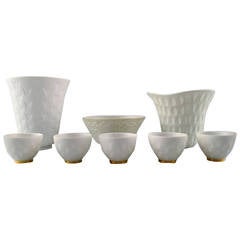 Gunnar Nylund for Rörstrand Collection of Eight Vases in White Porcelain