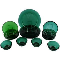 Vintage Four Person Set Josef Frank Reijmyre Green Art Glass