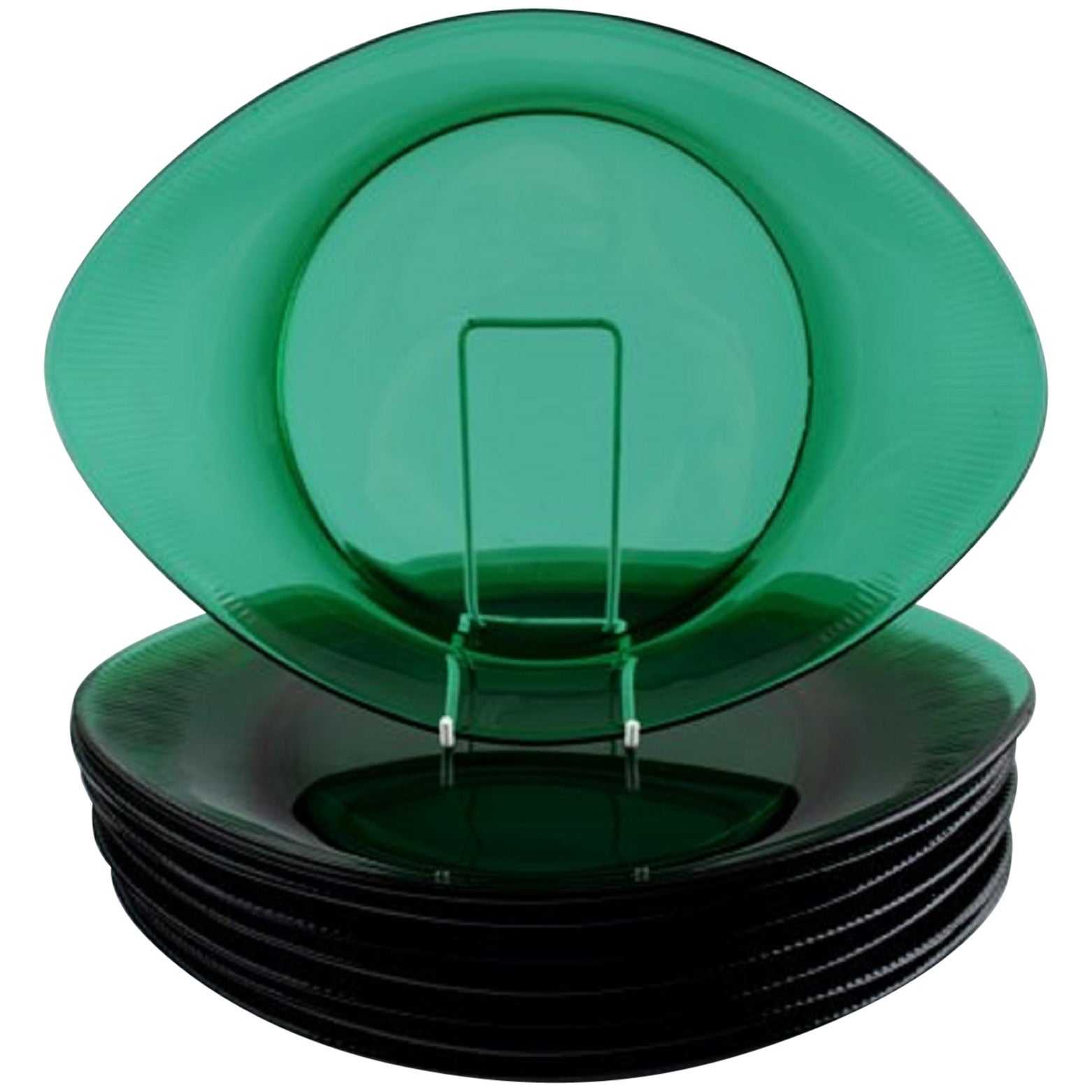 Acht Hummergeschirr aus grünem Glas von Josef Frank