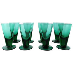 Eight Josef Frank Green Vodka Glasses, Reijmyre, 1960s