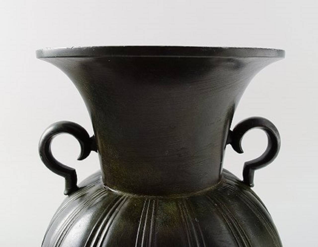 Just Andersen Art Deco Light Bronze Vase with Handles, Number 1925