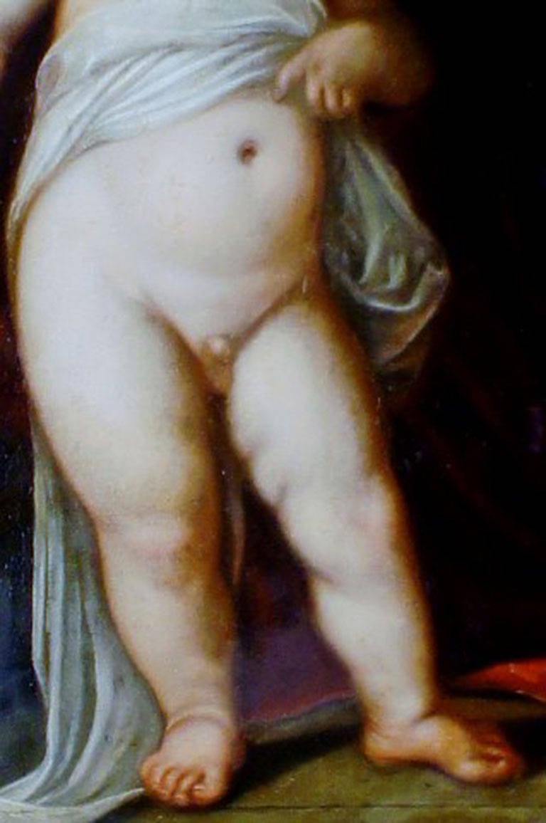 Spanish José Rose, oil on canvas. Portrait of naked boy in rococo interior. 1799.