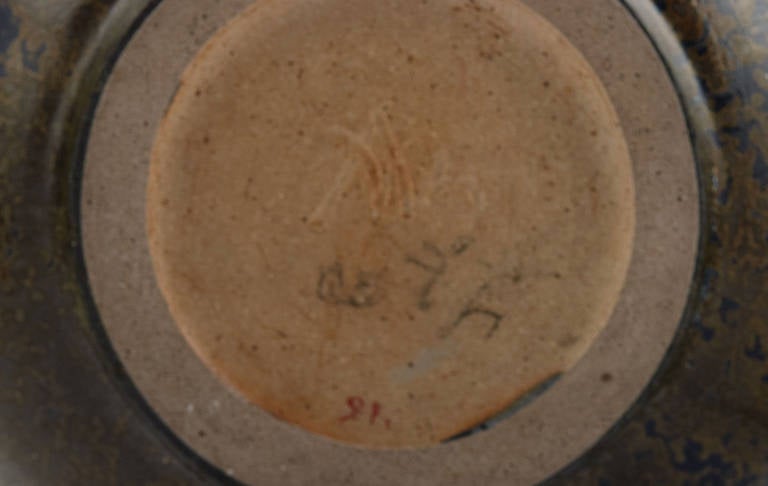 20th Century Arne Bang Ice Bucket in Stoneware, Decorated with Bluish Glaze