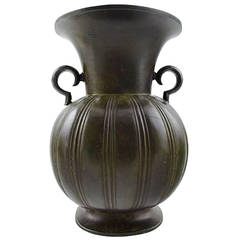 Just Andersen Art Deco Light Bronze Vase with Handles, Number 1925