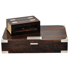 Hans Hansen Rectangular Box in Rosewood, Decorated with Inlays in Silver