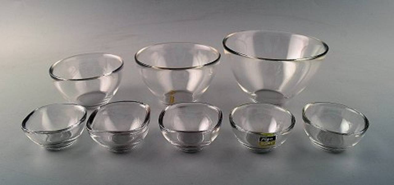 Sven Palmqvist Art Glass Bowls, Eight Pieces "Fuga"