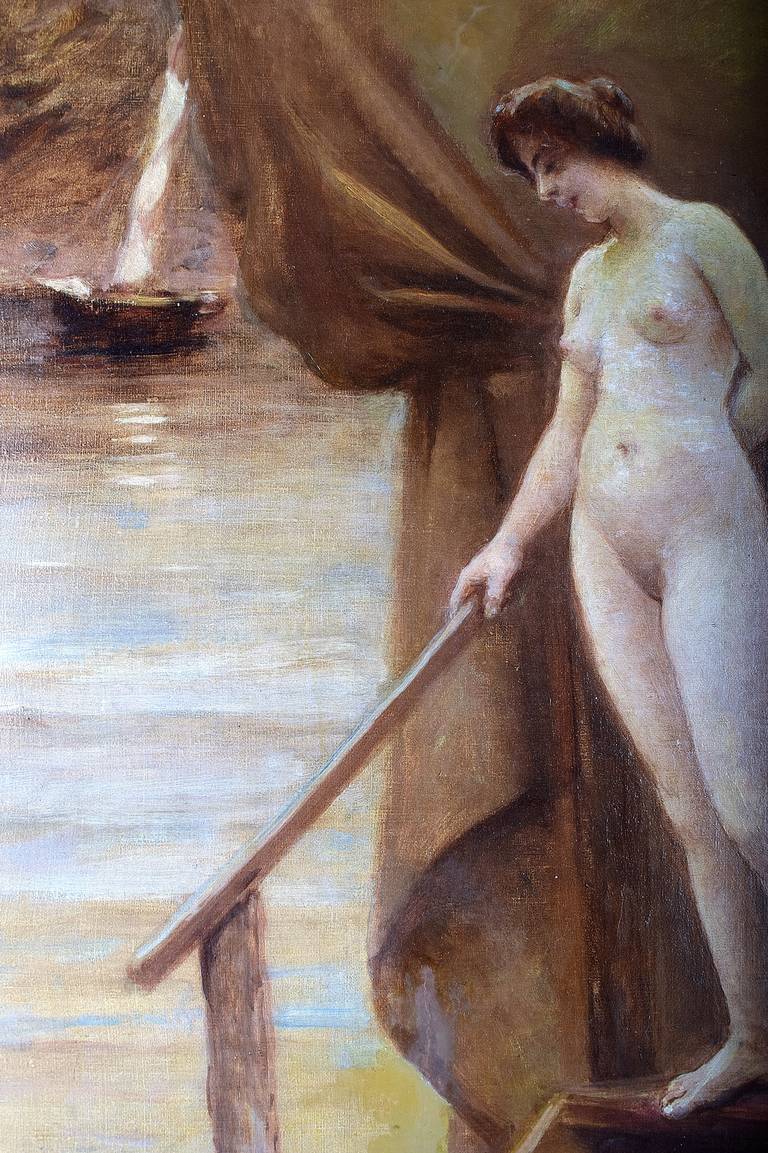20ième siècle Christian Valdemar Clausen, femme nue dans un pilier en bois en vente