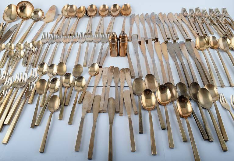 Swedish Sigvard Bernadotte, 150 Parts Bronze Cutlery