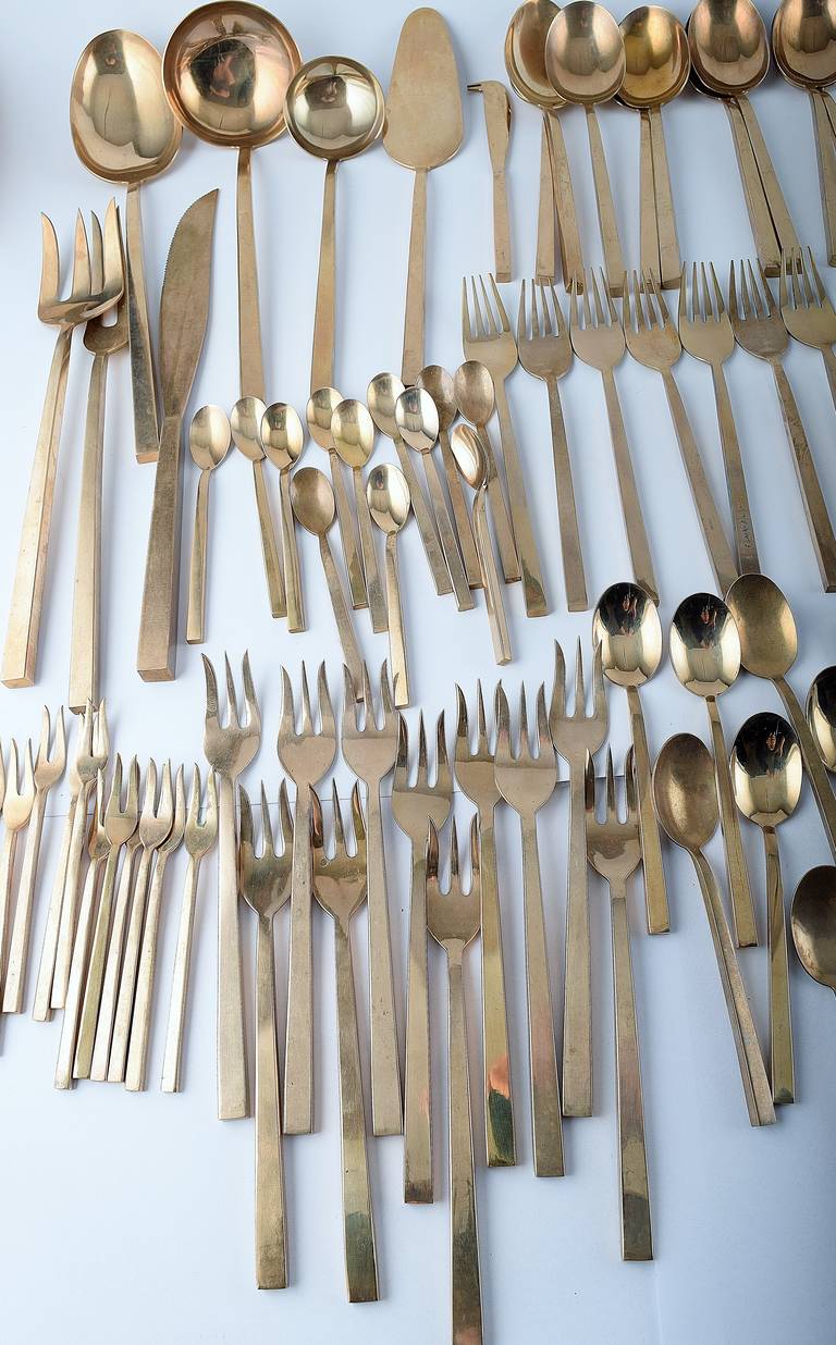 20th Century Sigvard Bernadotte, 150 Parts Bronze Cutlery