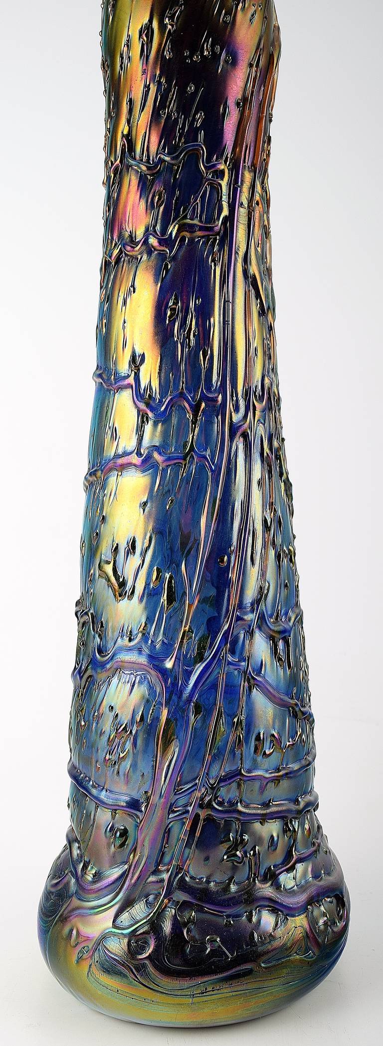 Large Art Nouveau Art Glass Vase in the Style of Loetz at 1stDibs