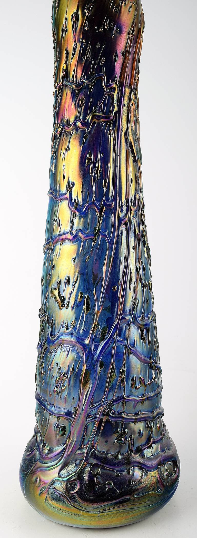 Large Art Nouveau Art Glass Vase in the Style of Loetz In Good Condition In Copenhagen, DK