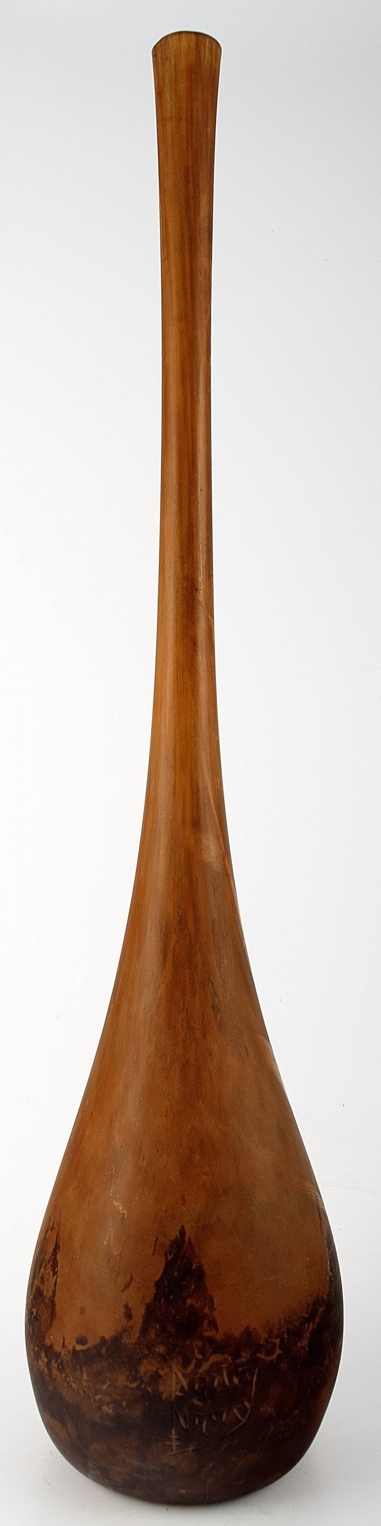 Monumental Daum, Nancy. Vase Soliflores, Kunstglas in Brauntönen. Signiert. 61,5 cm. Groß. In perfektem Zustand.