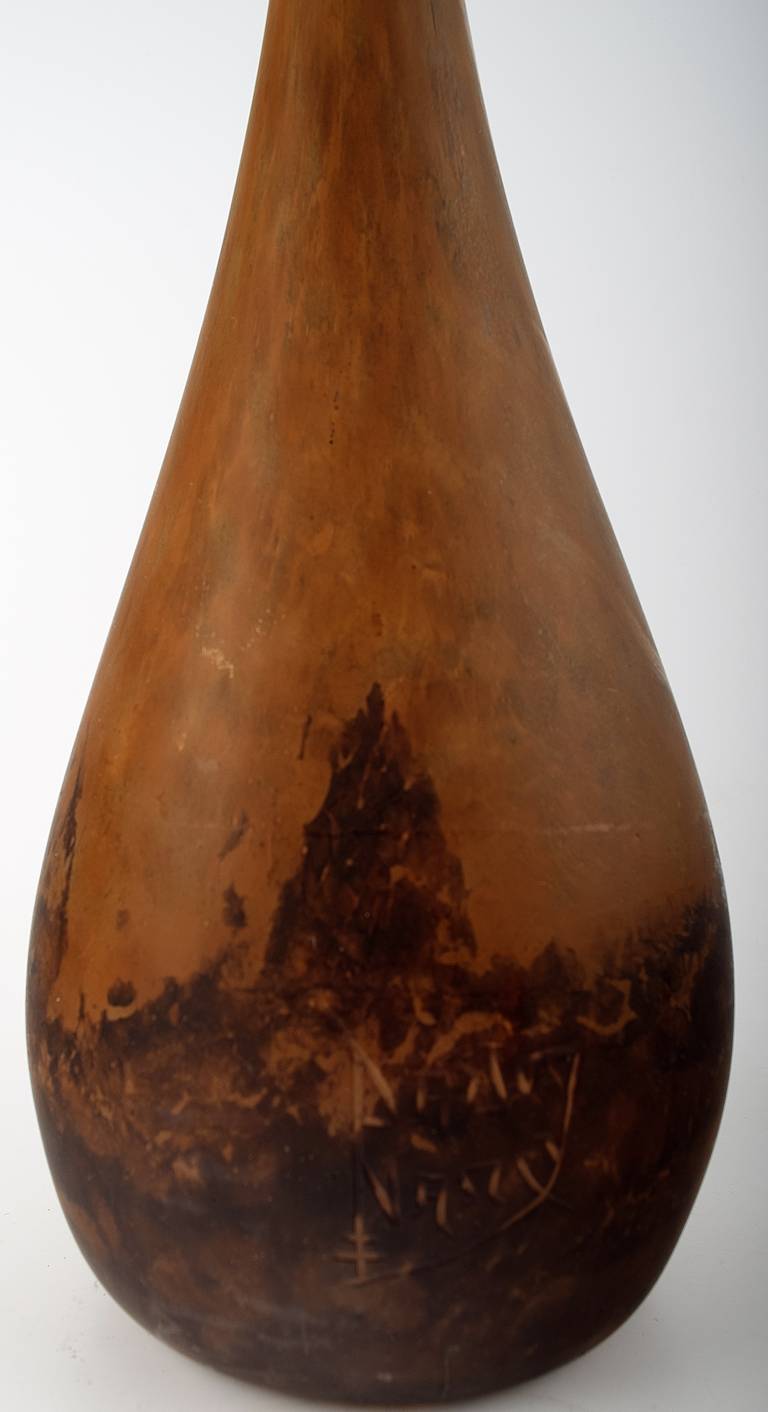 Monumental Daum, Nancy, Vase Soliflore, Kunstglas in Brown Nuancen (Moderne) im Angebot
