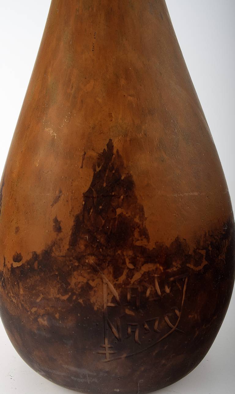 Monumental Daum, Nancy, Vase Soliflore, Kunstglas in Brown Nuancen im Zustand „Hervorragend“ im Angebot in Copenhagen, DK