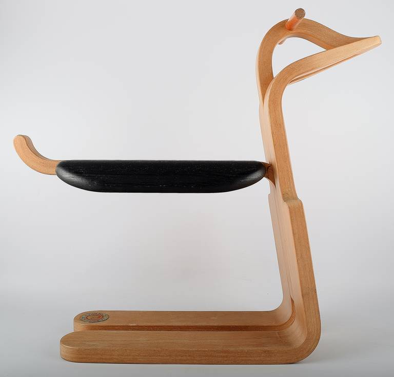 Magnus Olesen 1977 Jubilee rocking horse and stool in elm.
In good condition, little wear mainly on the stool.
Price: Stool USD 500, rocking horse USD 900.
Sizes: Stool, height 36 cm. Rocking horse 49 cm. high, 54 cm. long.