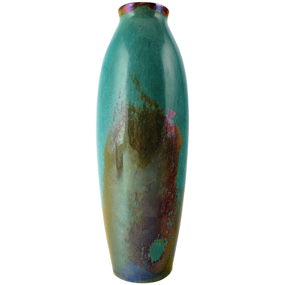 Vase en céramique française Rambervillers avec un magnifique glaçure