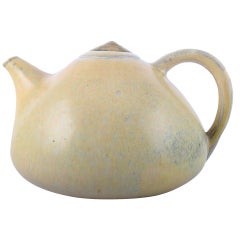 Vintage Saxbo Teapot in Ceramics with Yellow Haresfur Glaze