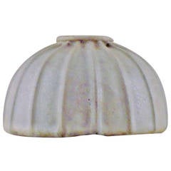 Rare Arne Bang Ceramic Vase with Fluted Design