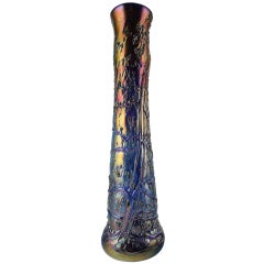 Large Art Nouveau Art Glass Vase in the Style of Loetz