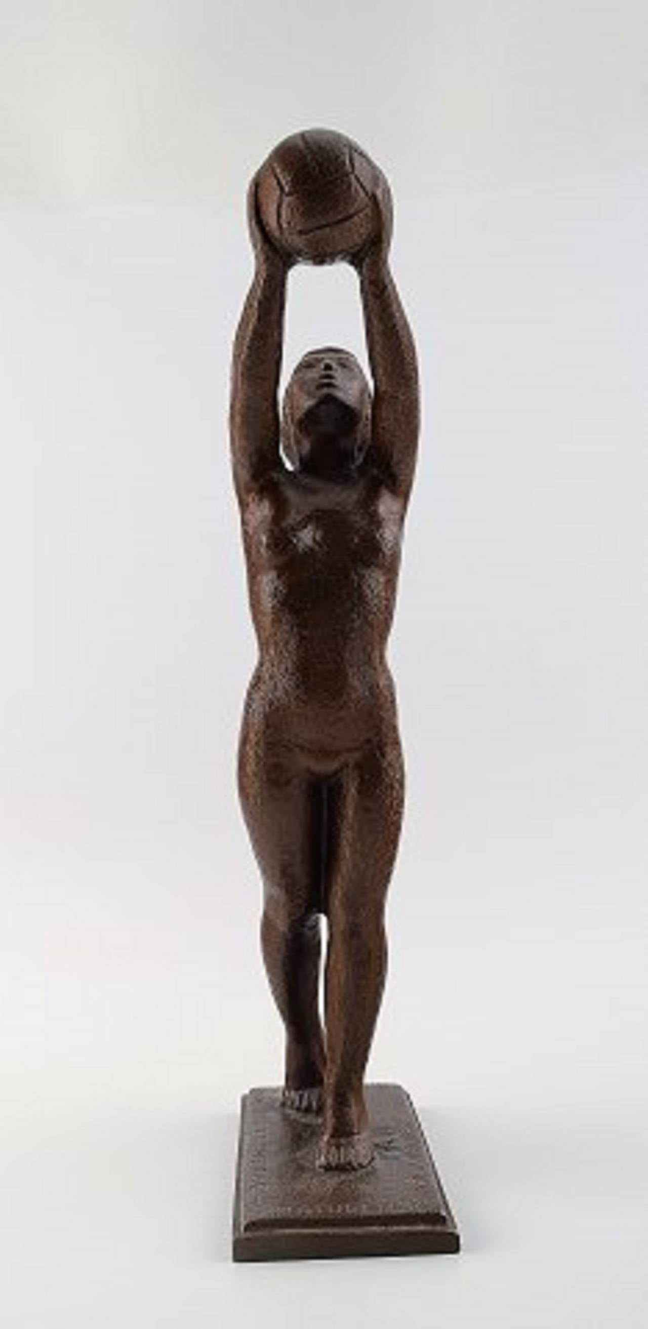 Knut Skinnarland, Art Deco Bronze Figure of Woman Athlete