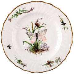 Antique Royal Copenhagen Dinner Plate Hand-Painted with Butterflies