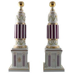 Pair of Rare Royal Copenhagen Flora Danica Pedestals or Obelisks