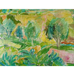 Georg Glud Landscape from Vence, France Oil on Canvas 8