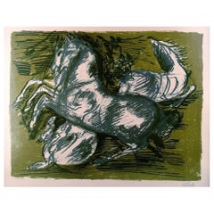 Aksel Salto, Lithograph in Colors, Horses, Number 23/260