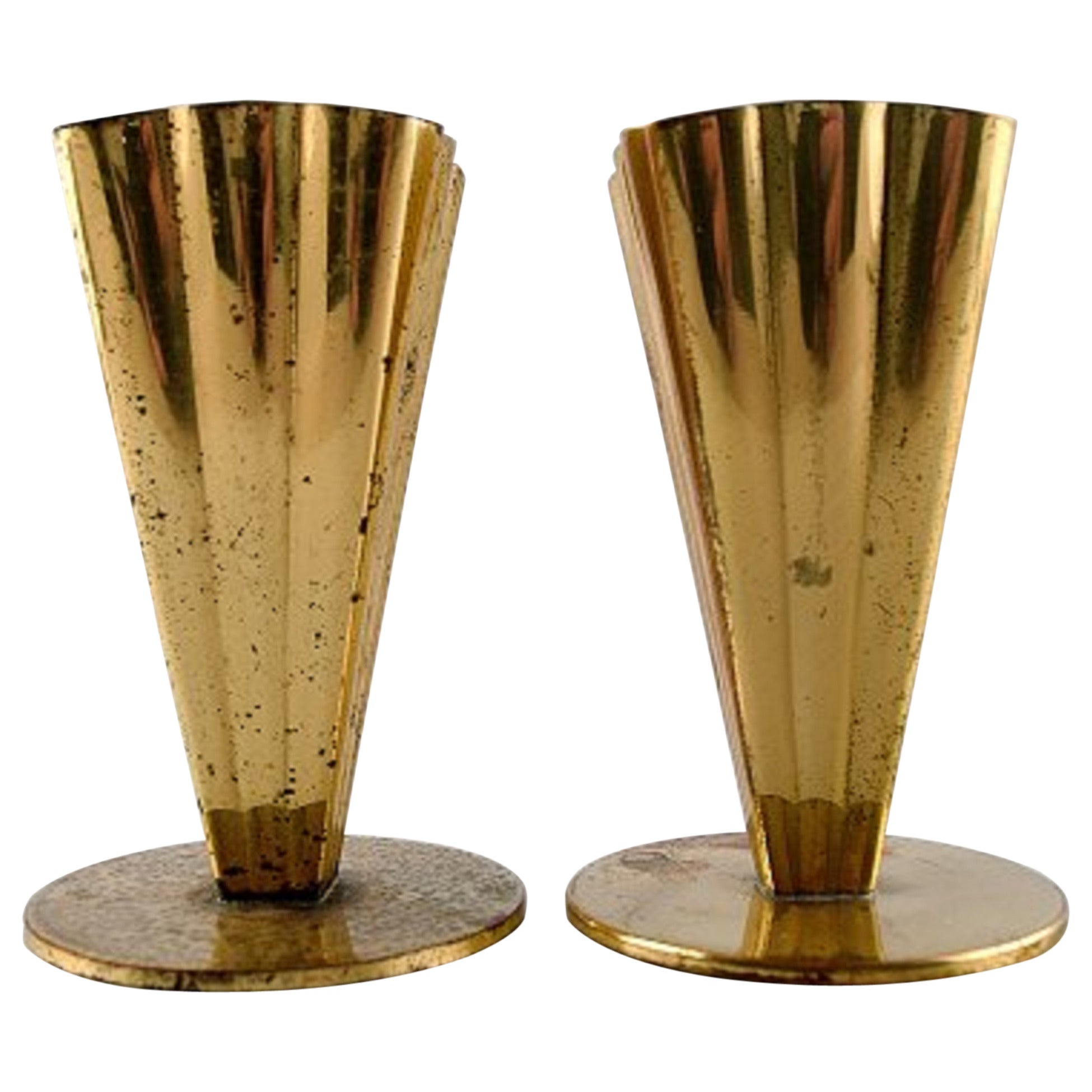 Pair of Brass Vases, Ystad Metal