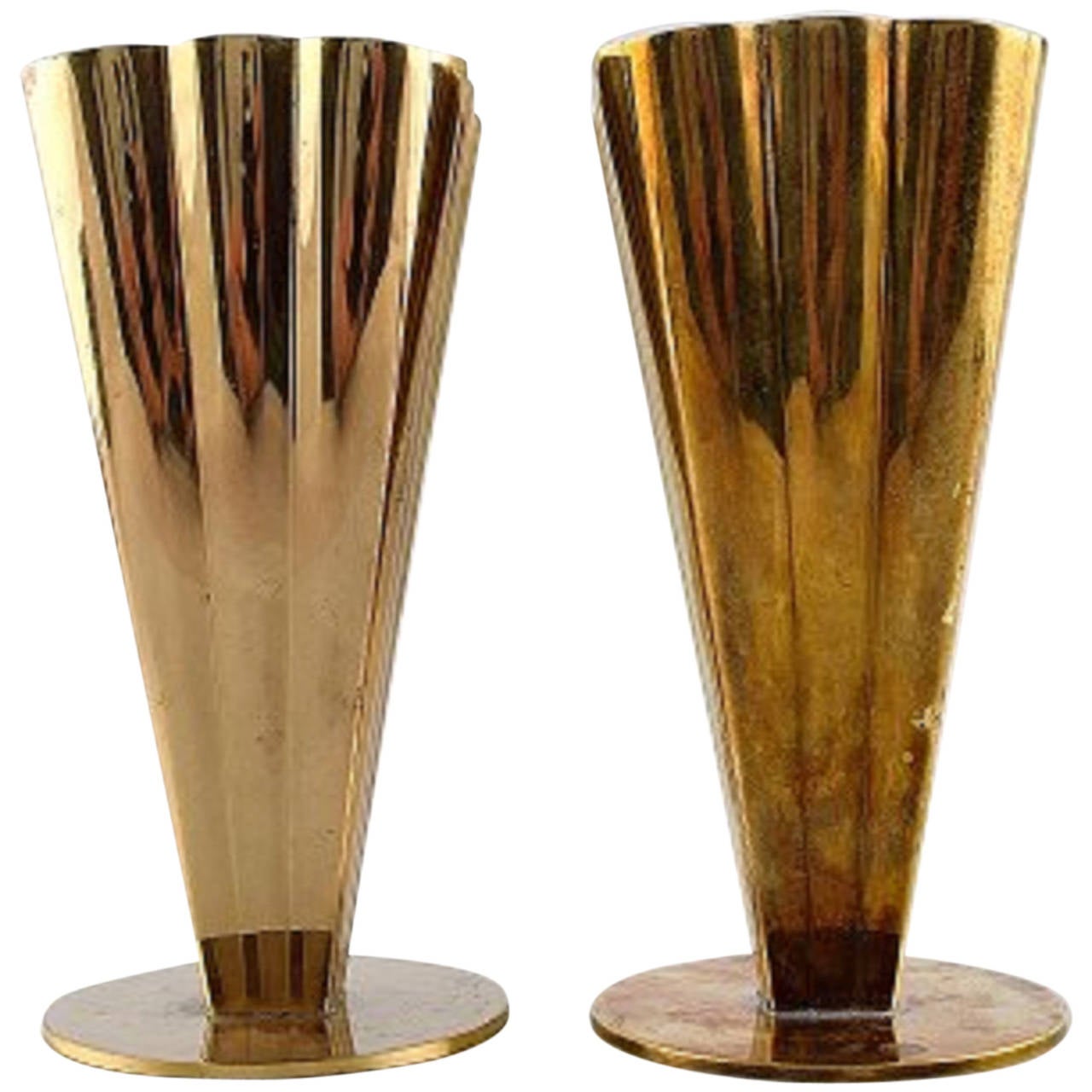 Pair of Brass Vases, Ystad Metal For Sale at 1stdibs
