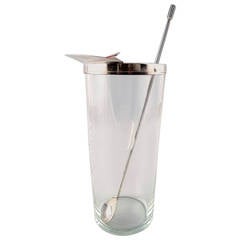 Ole Hagen, Clear Glass Cocktail Pitcher with Mounting and Stirring Spoon