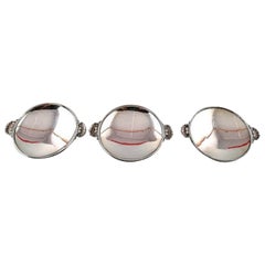 Three Georg Jensen Silver Bowls with Handles in the Form of Mussels