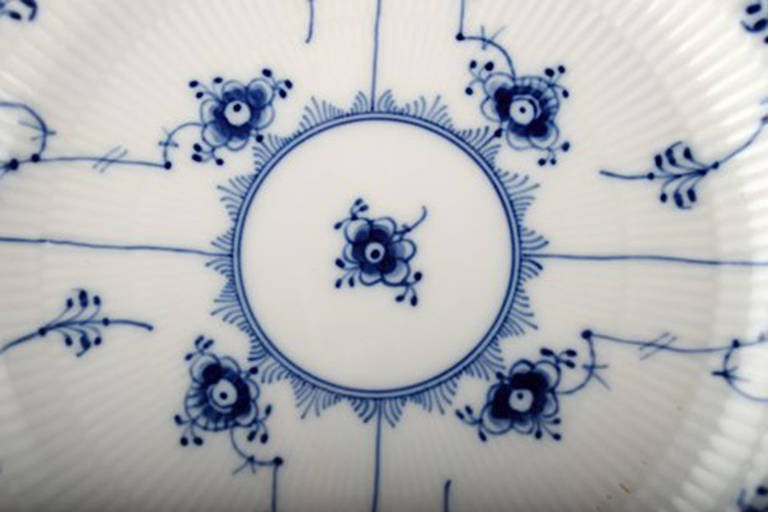 Danish Six Royal Copenhagen, Blue Fluted Full Lace Dinner Plates