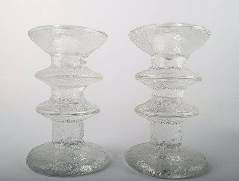 Mid-20th Century Timo Sarpaneva Iittala Art Glass Candlesticks, Model Festivo, Designed in 1966