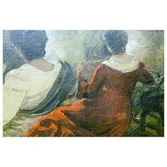 Unidentified Artist, Two Back Facing Women, Oil on Canvas