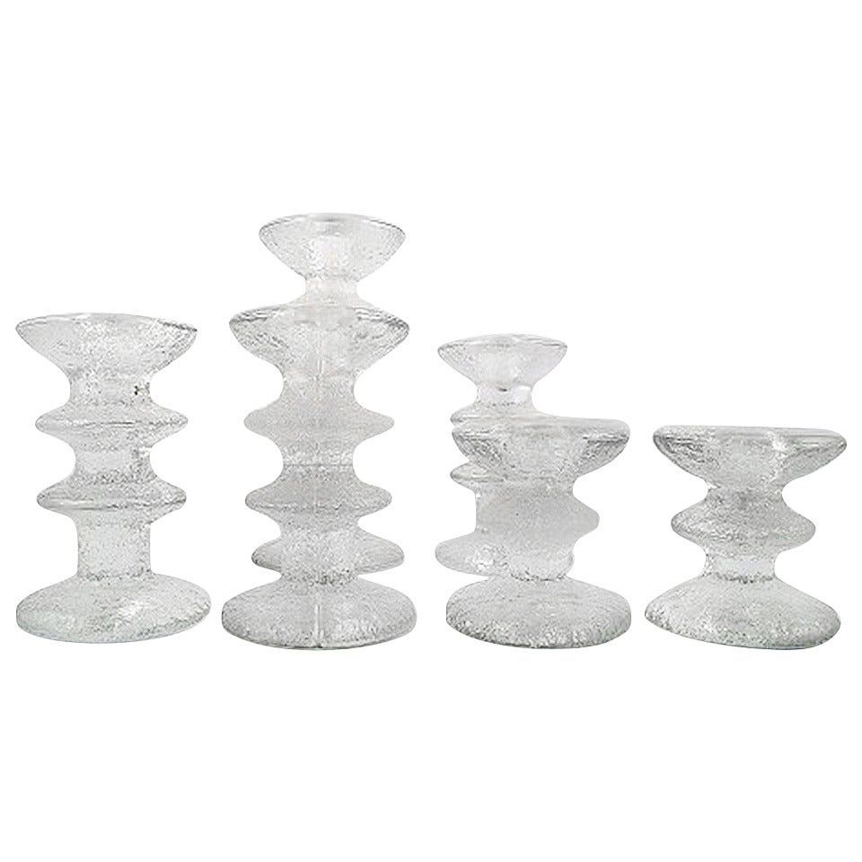 Timo Sarpaneva Iittala Art Glass Candlesticks, Model Festivo, Designed in 1966