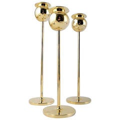 Set of Three Tulip Candlesticks, Designed by Pierre Forssell for Skultuna