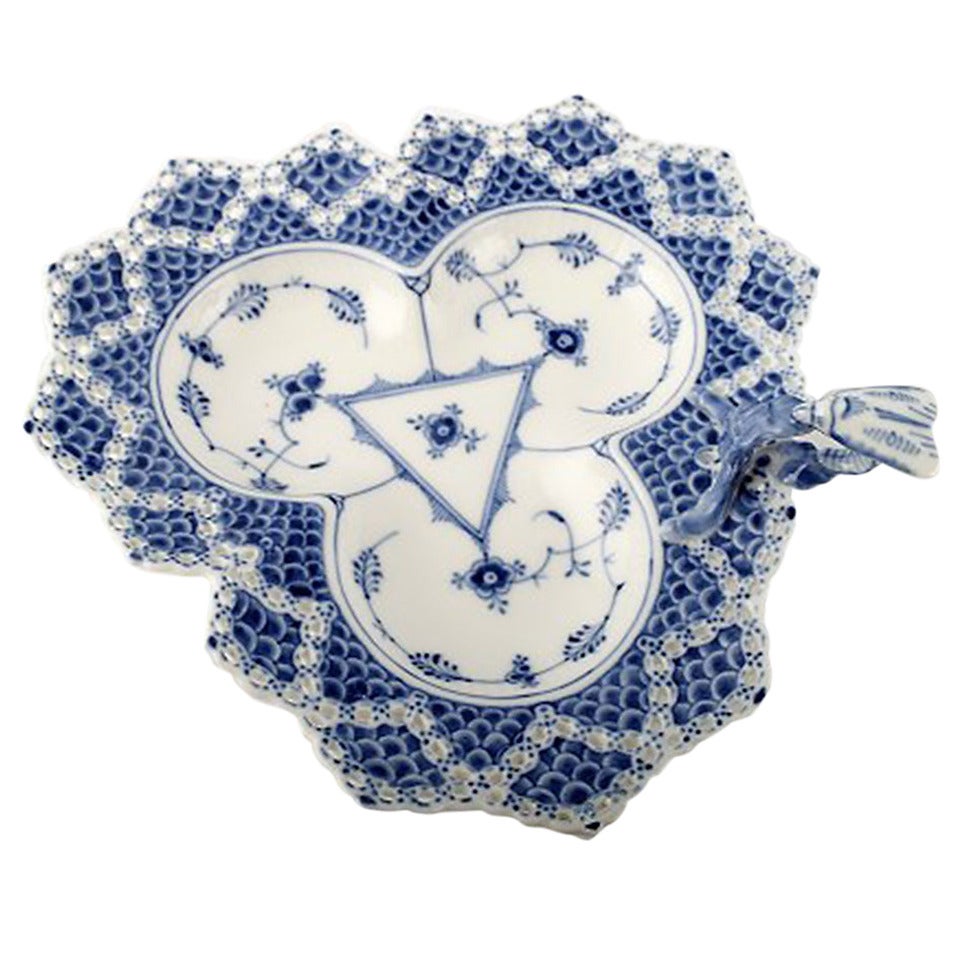 Royal Copenhagen Blue Fluted Full Lace Dish with Insect