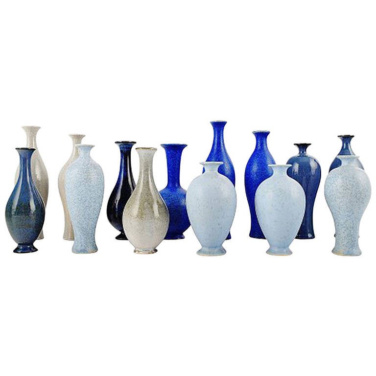 Collection of 14 Unique Miniature Ceramic Vases by Per Liljegren For