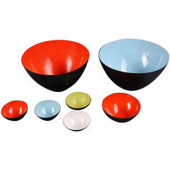 Herbert Krenzel. Krenit bowls of multi-colored enameled metal.