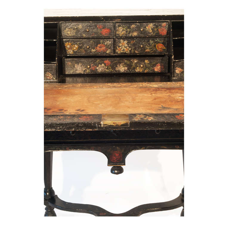 A pair of English black and polychrome-painted bureaux For Sale 3