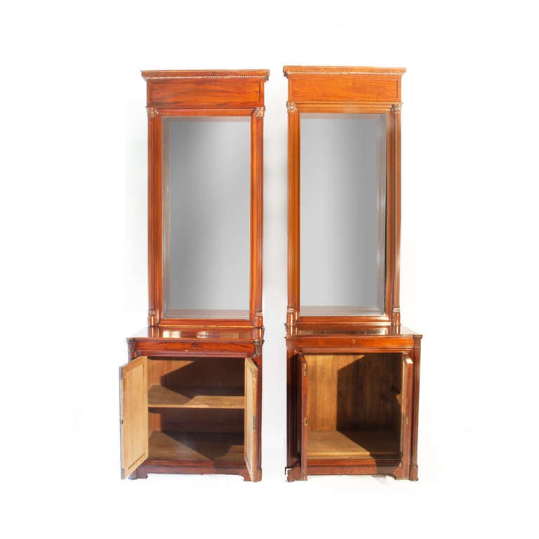 Regency Tall Mahogany Mirror Cabinets For Sale