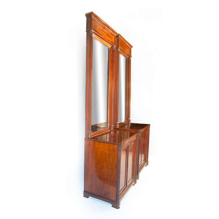 British Tall Mahogany Mirror Cabinets For Sale