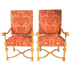 A pair of William and Mary style arm chairs