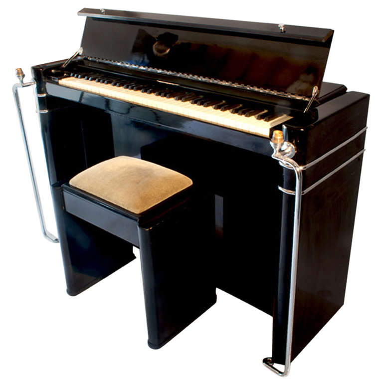 Art Deco Piano and Stool For Sale