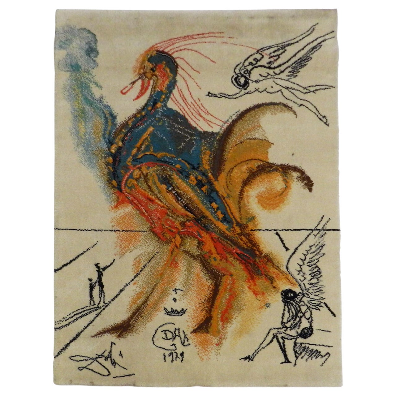 Art Rug Salvador Dalì Model "Le Grand Pavon"