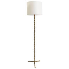 Maison Bagues Faux Bamboo and Brass Tripod Floor Lamp, France